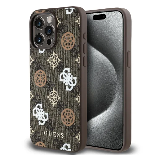 3037 GUESS HC MAGSAFE PU PEONY ON 4G BACKGROUND BROWN IP15 PRO