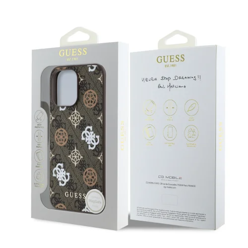 3037 GUESS HC MAGSAFE PU PEONY ON 4G BACKGROUND BROWN IP15 PRO