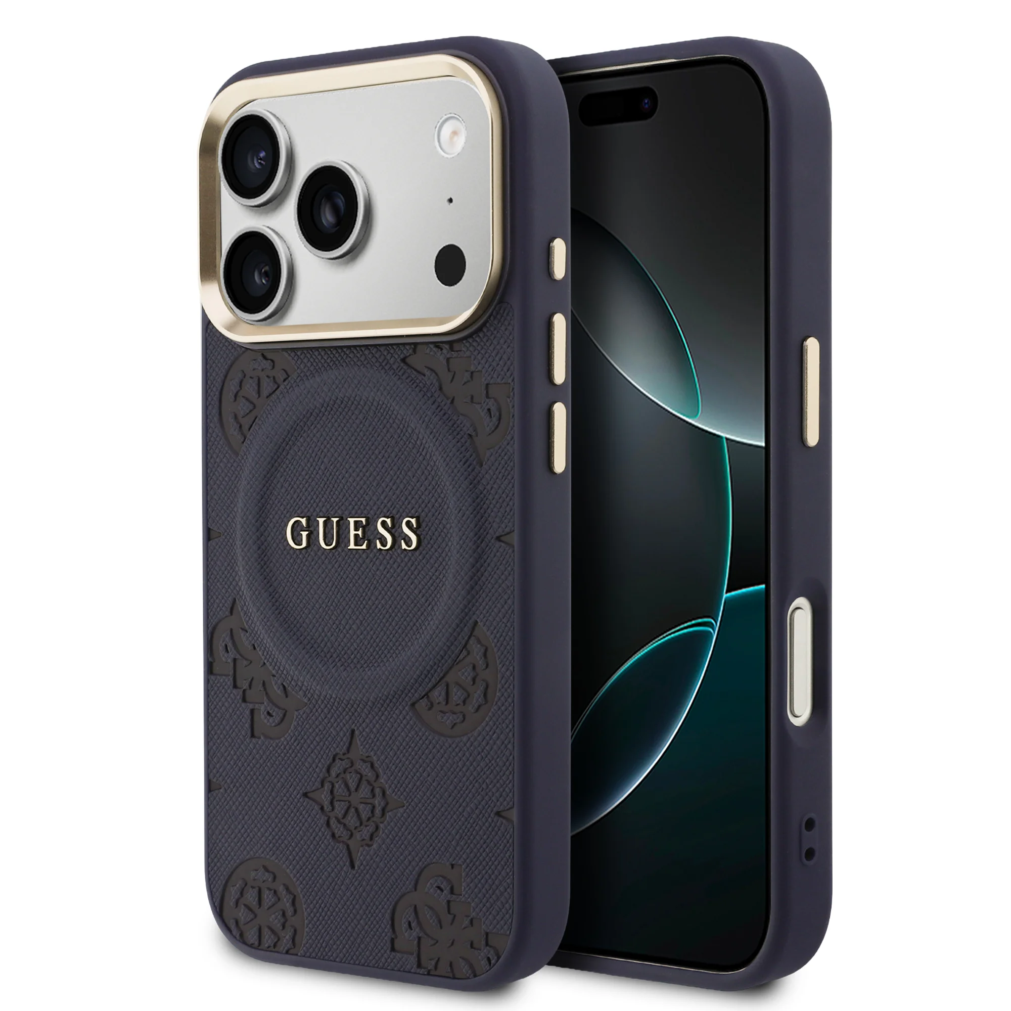 3261 GUESS HC MAGSAFE PU W/ PEONY HOT STAMP BLUE IP17 PRO