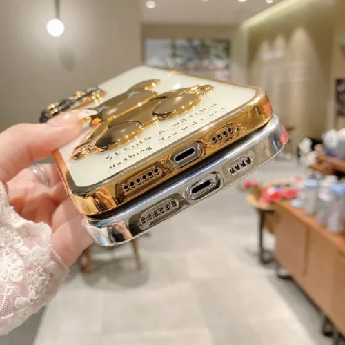 3D Кейс с фигура мечка TP-5 за iPhone 13 Pro – Лилав