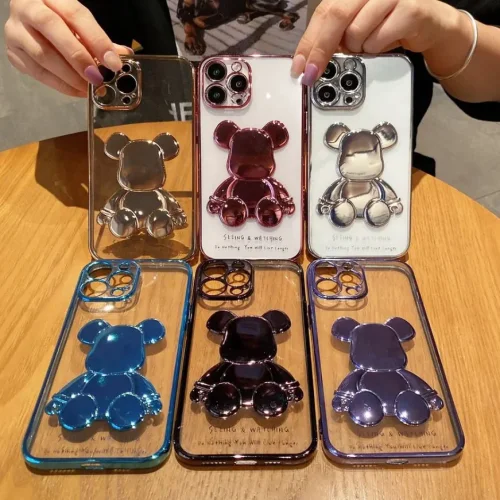 3D Кейс с фигура мечка TP-5 за iPhone 13 Pro Max – Сив