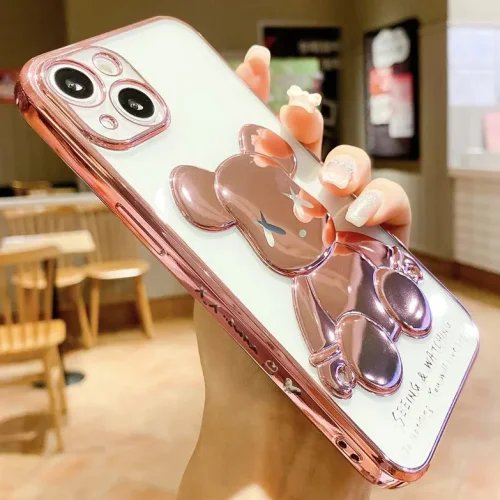 3D Кейс с фигура мечка TP-5 за iPhone 13 Pro – Син