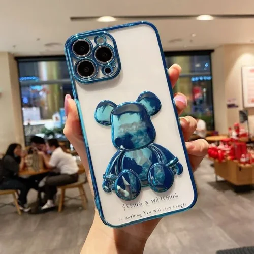 3D Кейс с фигура мечка TP-5 за iPhone 14 Plus – Син