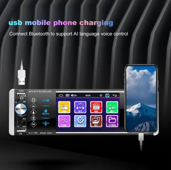 4168 MP5 радио с Bluetooth и 4“ сензорен екран видео гласов плейър ISO Mirrorlink