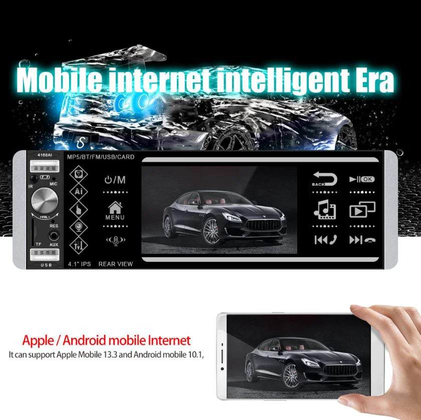 4168 MP5 радио с Bluetooth и 4“ сензорен екран видео гласов плейър ISO Mirrorlink