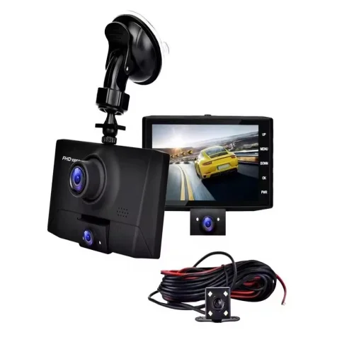505 Автомобилен видеорегистратор 3 камери, 4.0″ дисплей, Full HD 1080P, Night Vision, Motion Detection