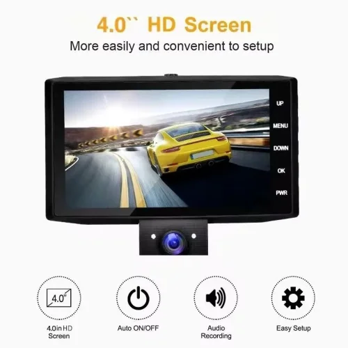 505 Автомобилен видеорегистратор 3 камери, 4.0″ дисплей, Full HD 1080P, Night Vision, Motion Detection