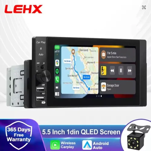5504 5.5″ Apple Carplay Android Auto мултимедиен плеър 5.5″ IPS дисплей 1024×600 GPS, WiFi, Bluetooth