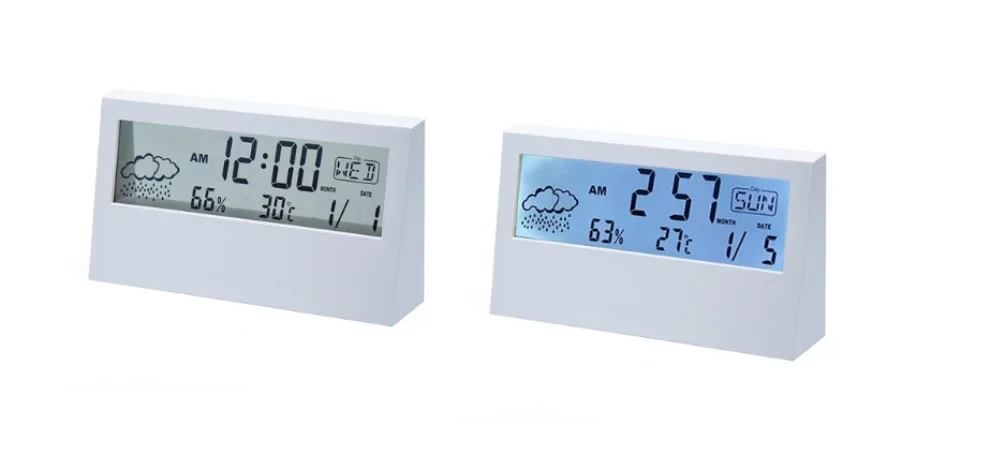 618G Прозрачен Дигитален LED часовник / Аларма Будилник – Бял