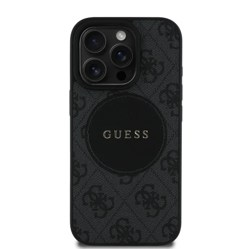 6347 GUESS HC MAGSAFE PU 4G CIRCLE W/ CLASSIC LOGO BLACK IP16 PRO