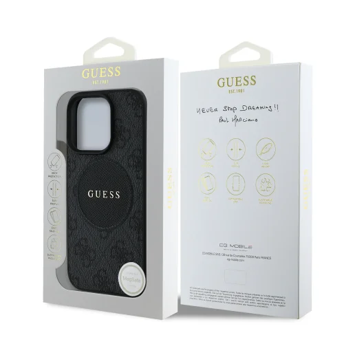 6347 GUESS HC MAGSAFE PU 4G CIRCLE W/ CLASSIC LOGO BLACK IP16 PRO