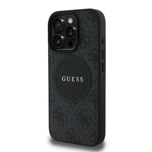 6354 GUESS HC MAGSAFE PU 4G CIRCLE W/ CLASSIC LOGO BLACK IP16 PRO MAX