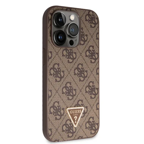 6368 GUESS HC PU LEATHER 4G LOGO STRASS BROWN IP14 PRO