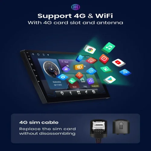 6580 Android мултимедиен плеър 4GB RAM 64GB ROM – 9″ IPS дисплей 1024×600, CarPlay, GPS, WiFi, Bluetooth