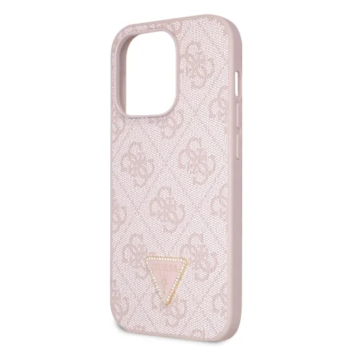 6641 GUESS HC PU LEATHER 4G LOGO STRASS PINK IP14 PRO