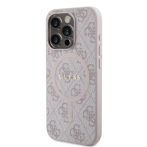 6763 GUESS HC MAGSAFE PU 4G RING CLASSIC LOGO PINK IP15 PRO