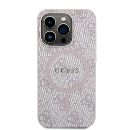 6763 GUESS HC MAGSAFE PU 4G RING CLASSIC LOGO PINK IP15 PRO