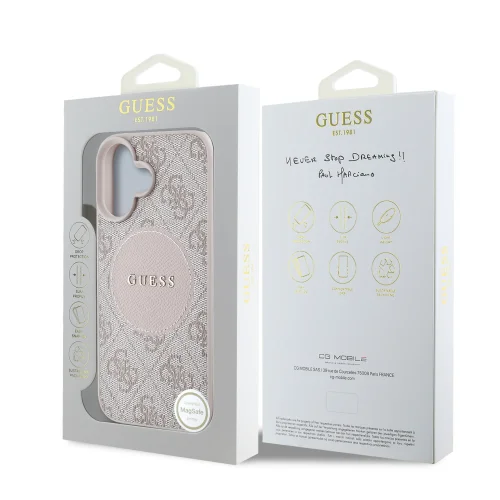 6774 GUESS HC MAGSAFE PU 4G CIRCLE W/ CLASSIC LOGO PINK IP16