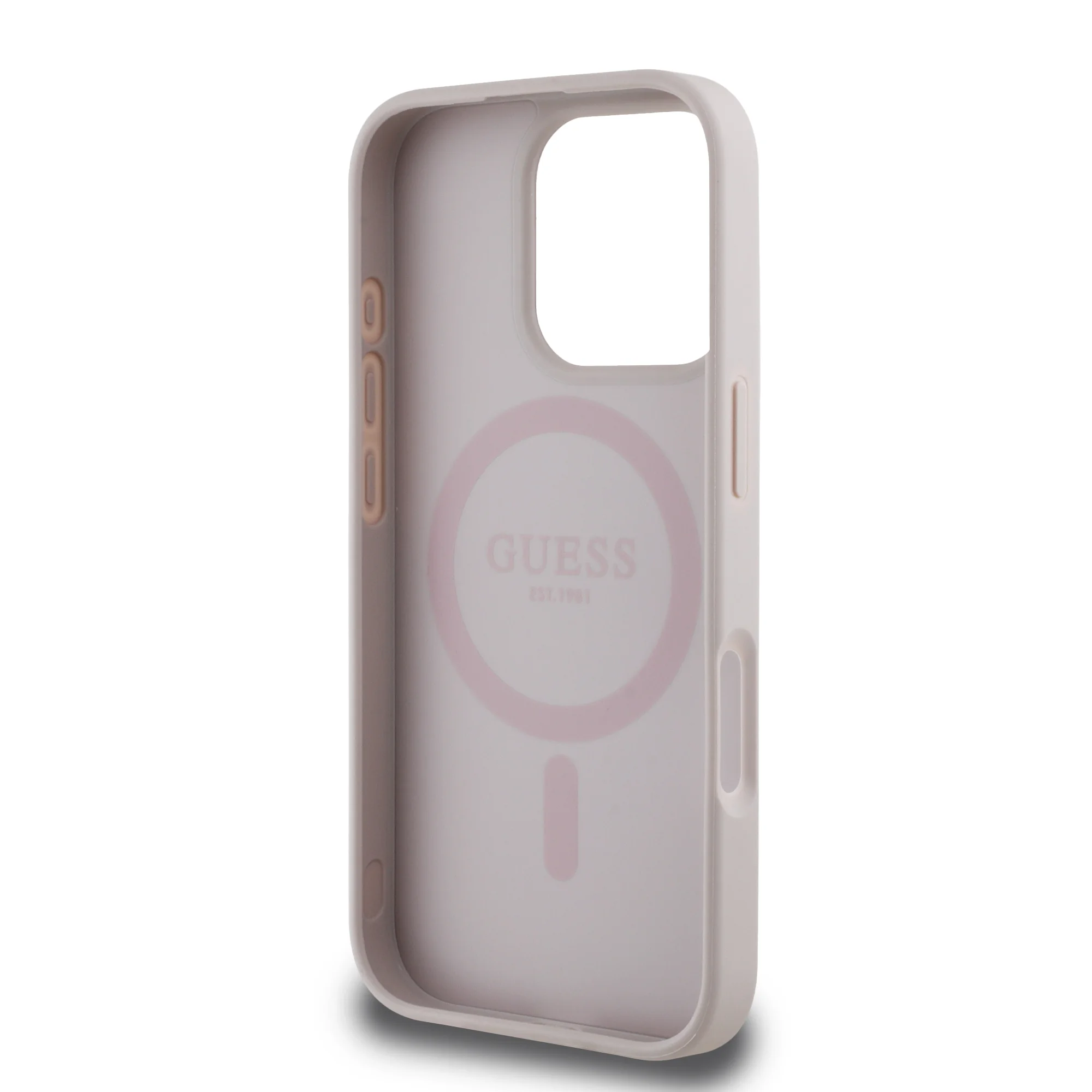 6804 GUESS HC MAGSAFE PU 4G CIRCLE W/ CLASSIC LOGO PINK IP16 PRO MAX