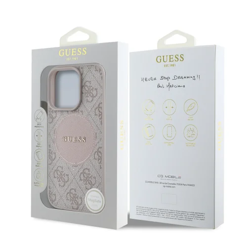 6804 GUESS HC MAGSAFE PU 4G CIRCLE W/ CLASSIC LOGO PINK IP16 PRO MAX