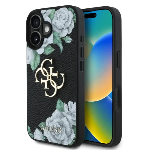 6927 GUESS HC GRAINED PU ROSES AND BIG 4G LOGO BLACK IP16