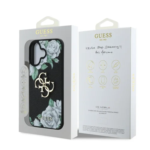 6927 GUESS HC GRAINED PU ROSES AND BIG 4G LOGO BLACK IP16