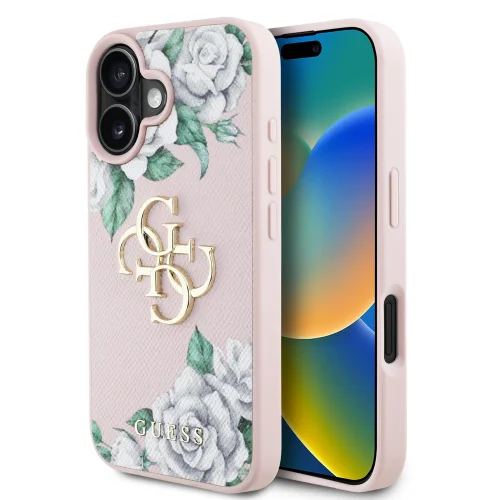 7078 GUESS HC GRAINED PU ROSES AND BIG 4G LOGO PINK IP16