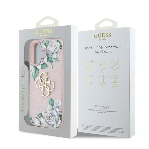 7078 GUESS HC GRAINED PU ROSES AND BIG 4G LOGO PINK IP16