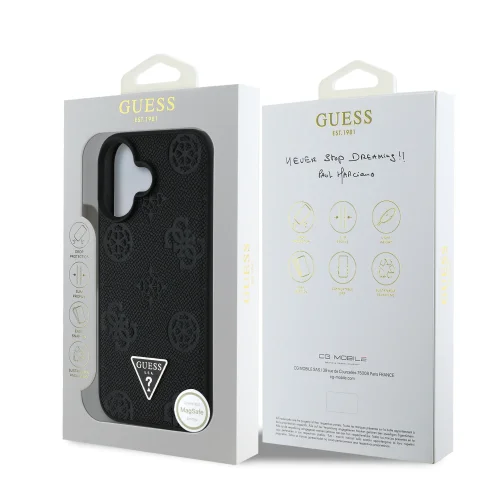 7528 GUESS HC MAGSAFE GRAINED PU HOT STAMP TRIANGLE BLACK IP16