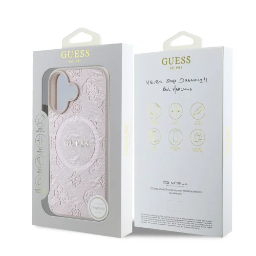 8092 GUESS HC MAGSAFE SAFFIANO PEONY CLASSIC LOGO PINK IP16