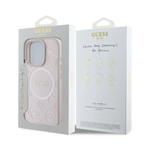 8115 GUESS HC MAGSAFE SAFFIANO PEONY CLASSIC LOGO PINK IP16 PRO