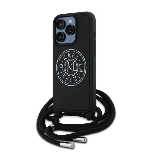 8979 KARL HC 3D RUBBER CROSSBODY CORD BLACK IP15 PRO MAX
