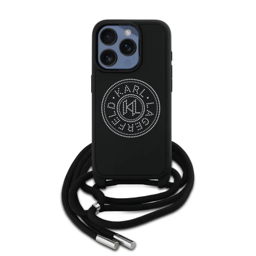 8979 KARL HC 3D RUBBER CROSSBODY CORD BLACK IP15 PRO MAX