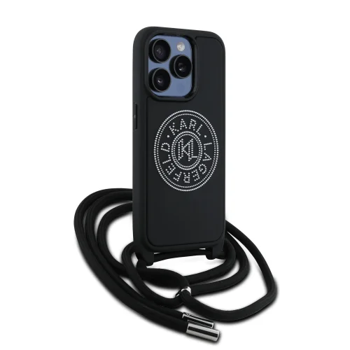 8979 KARL HC 3D RUBBER CROSSBODY CORD BLACK IP15 PRO MAX