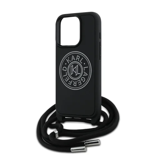 8979 KARL HC 3D RUBBER CROSSBODY CORD BLACK IP15 PRO MAX