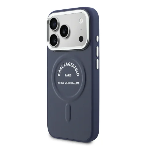 9269 KARL HC MAGSAFE PU W/ KARL RSG LOGO BLUE IP17 PRO MAX