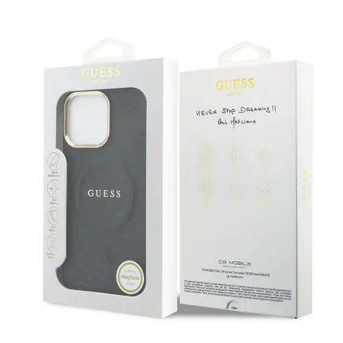 9667 GUESS HC MAGSAFE PU W/ PEONY HOT STAMP BLACK IP16 PRO MAX