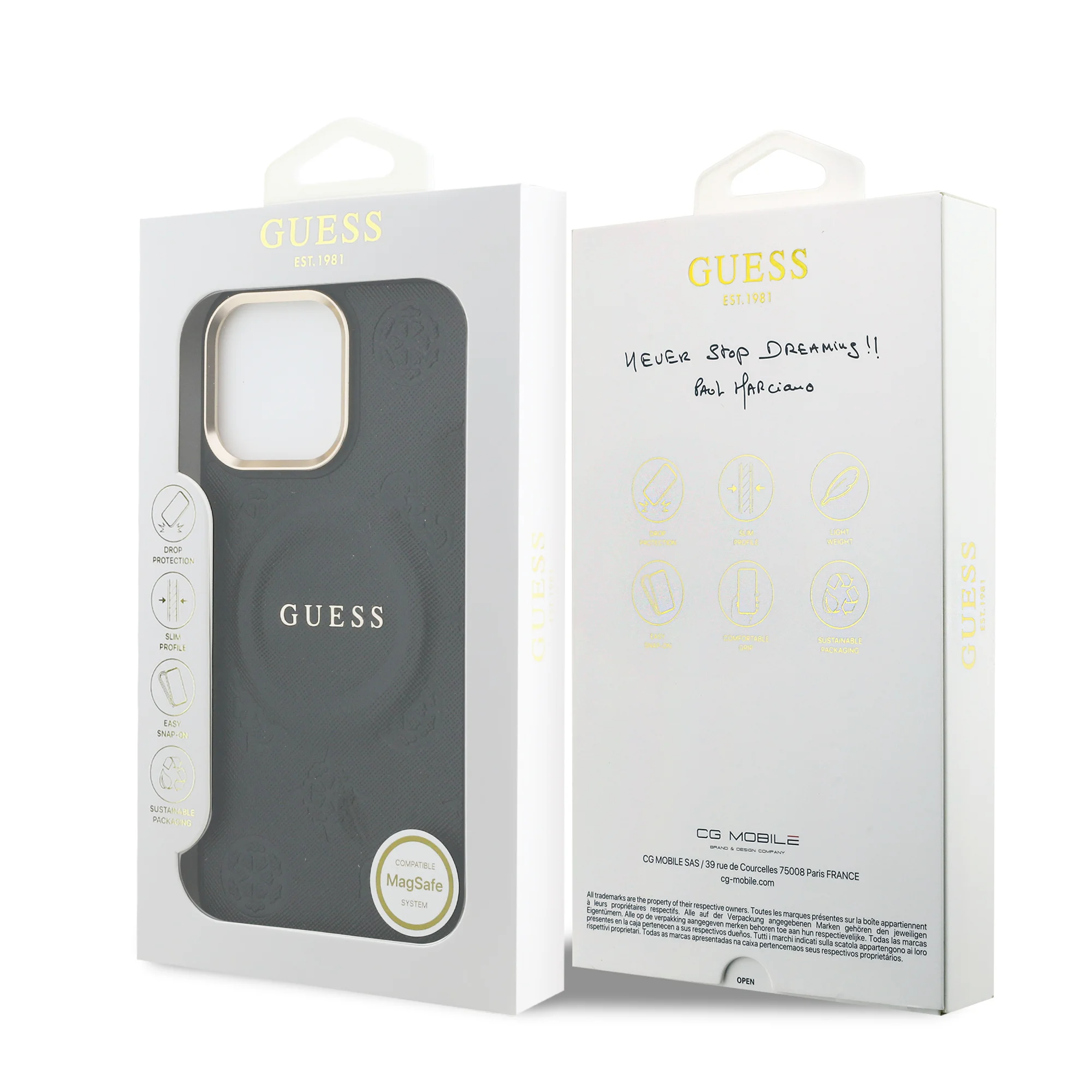 9667 GUESS HC MAGSAFE PU W/ PEONY HOT STAMP BLACK IP16 PRO MAX