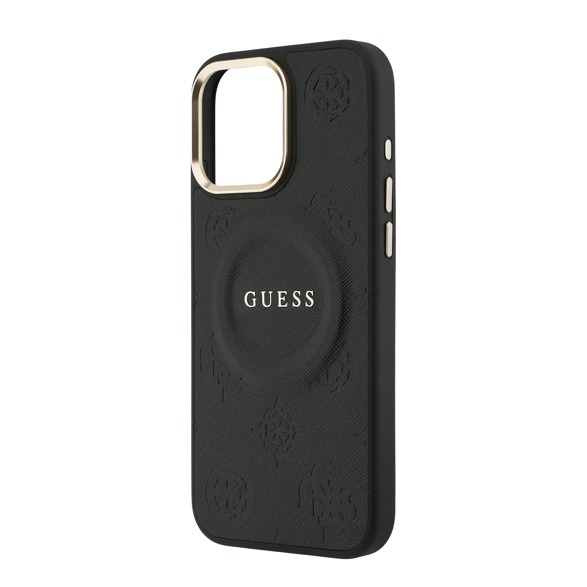 9667 GUESS HC MAGSAFE PU W/ PEONY HOT STAMP BLACK IP16 PRO MAX
