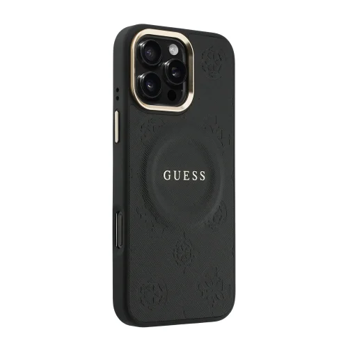 9667 GUESS HC MAGSAFE PU W/ PEONY HOT STAMP BLACK IP16 PRO MAX