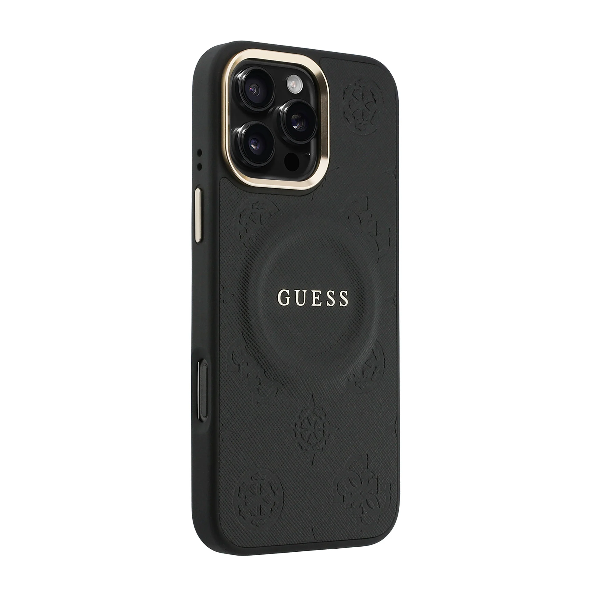 9667 GUESS HC MAGSAFE PU W/ PEONY HOT STAMP BLACK IP16 PRO MAX