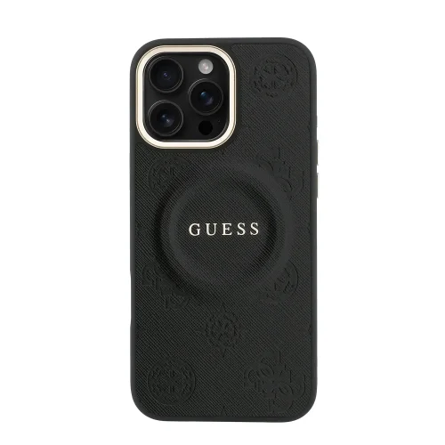 9667 GUESS HC MAGSAFE PU W/ PEONY HOT STAMP BLACK IP16 PRO MAX