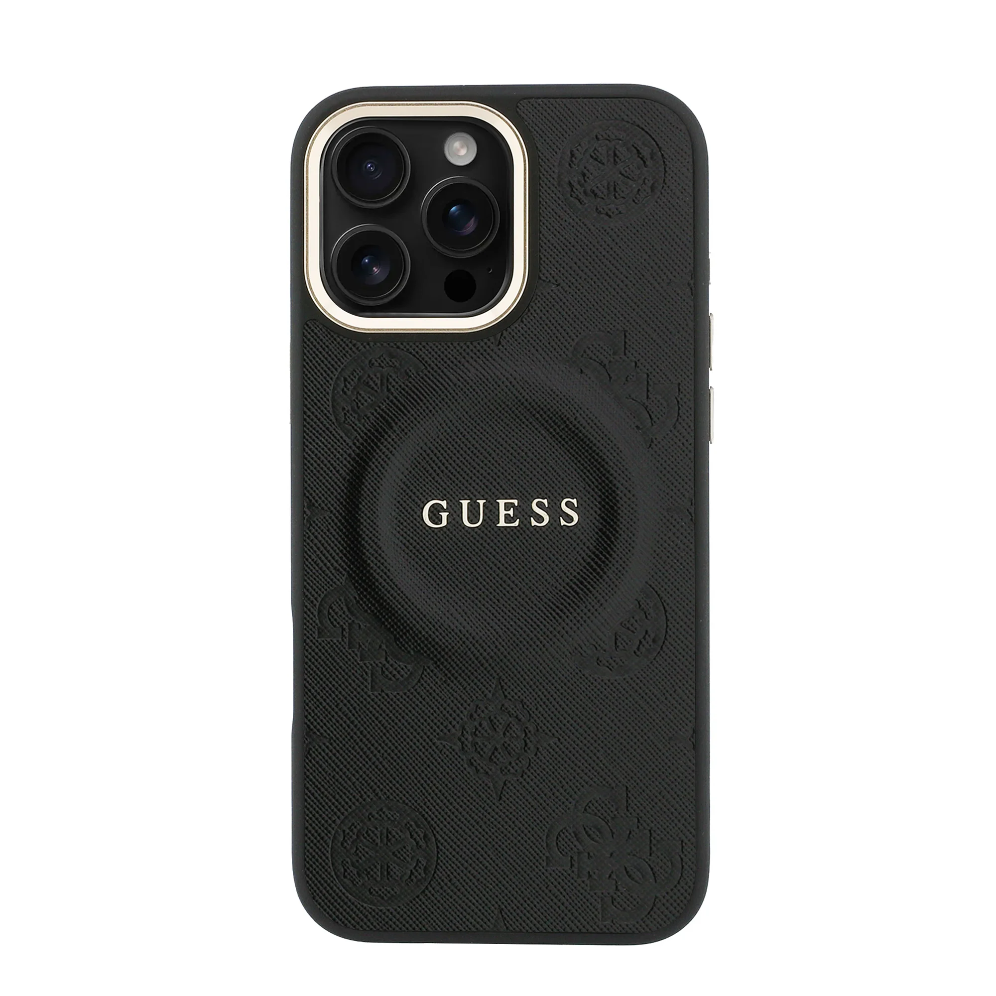 9667 GUESS HC MAGSAFE PU W/ PEONY HOT STAMP BLACK IP16 PRO MAX