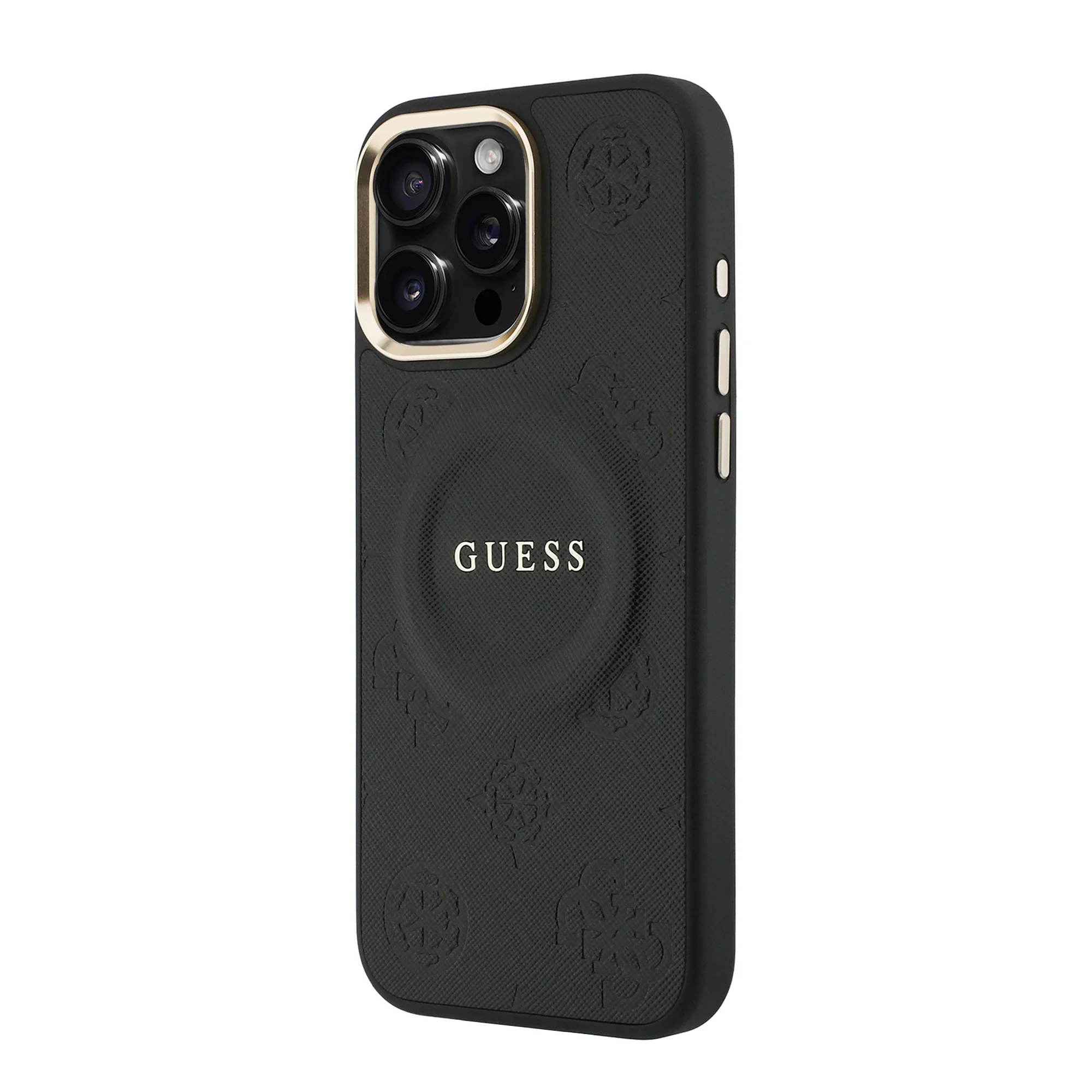 9667 GUESS HC MAGSAFE PU W/ PEONY HOT STAMP BLACK IP16 PRO MAX