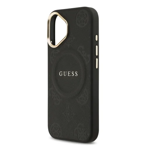 9674 GUESS HC MAGSAFE PU W/ PEONY HOT STAMP BLACK IP17