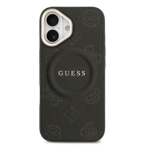 9674 GUESS HC MAGSAFE PU W/ PEONY HOT STAMP BLACK IP17