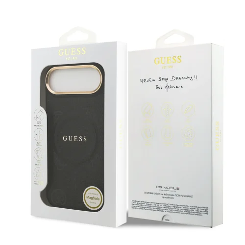 9681 GUESS HC MAGSAFE PU W/ PEONY HOT STAMP BLACK IP17 AIR