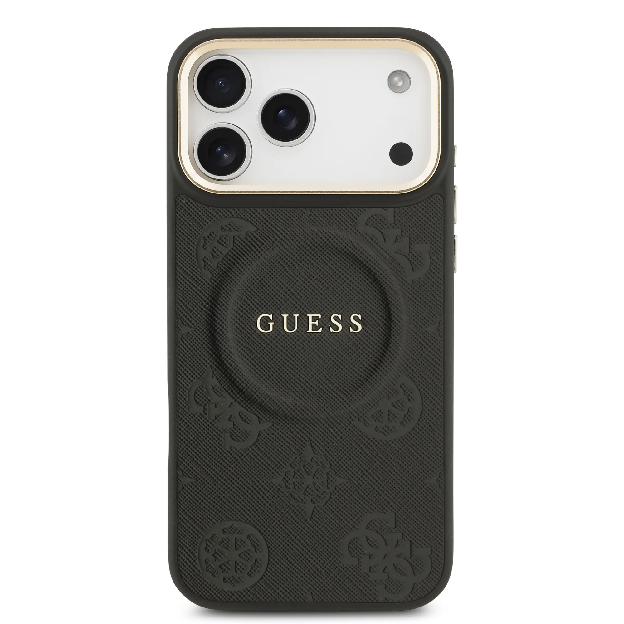 9704 GUESS HC MAGSAFE PU W/ PEONY HOT STAMP BLACK IP17 PRO MAX