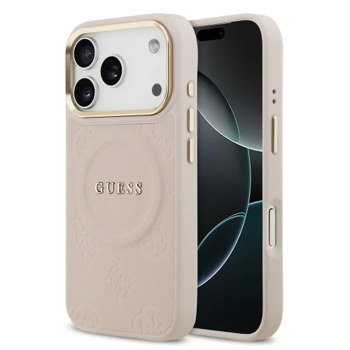 9858 GUESS HC MAGSAFE PU W/ PEONY HOT STAMP PINK IP17 PRO