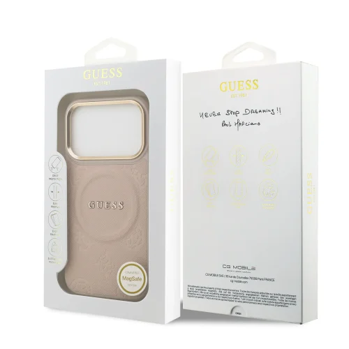 9858 GUESS HC MAGSAFE PU W/ PEONY HOT STAMP PINK IP17 PRO